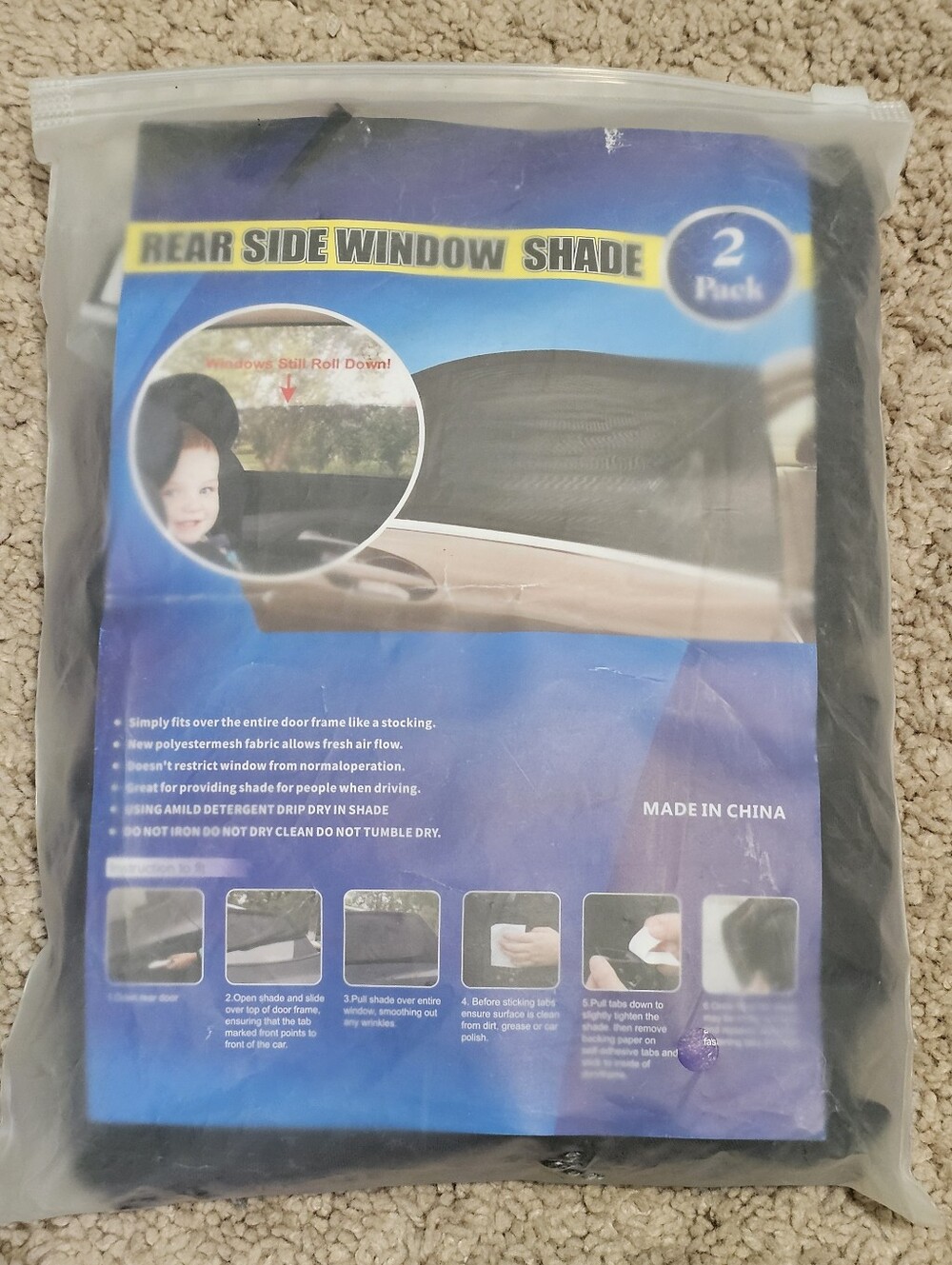 New! 2 Pack Car Rear Side Window Mesh Shade for Ventilation Cooling Insect Repel